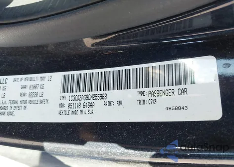 2012 Dodge Avenger Se from USA, damaged, VIN 1C3CDZAG9CN255968